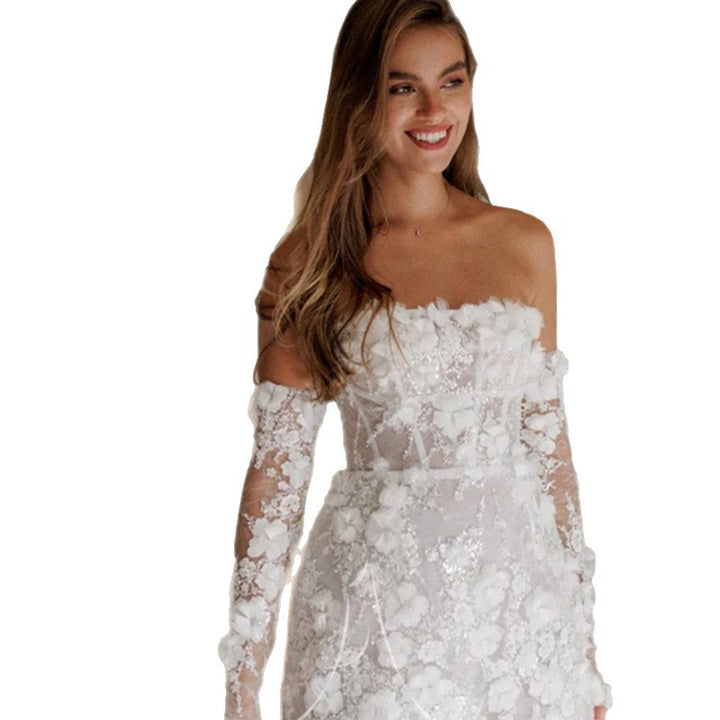 Women's wedding dress with seductive floral design and transparent sleeves Lisslune