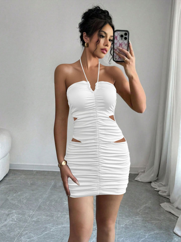 Damen Sexy Minikleid mit cut-out Details und gerafftem Design Lisslune