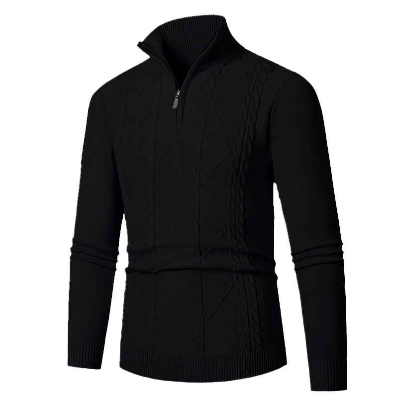 Men's knit sweater with half-zip and textured pattern Lisslune