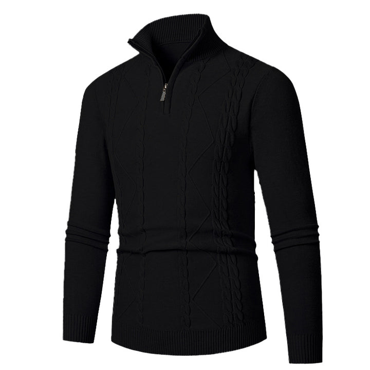 Men's knit sweater with half-zip and textured pattern Lisslune