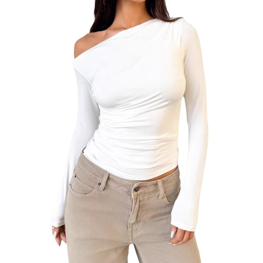 Damen Asymmetrisches Langarmshirt mit elegantem Schnitt und figurformendem Design Lisslune