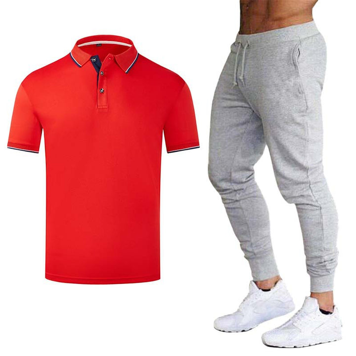 Men's Sports Polo Shirt and Jogging Pants Set Lisslune