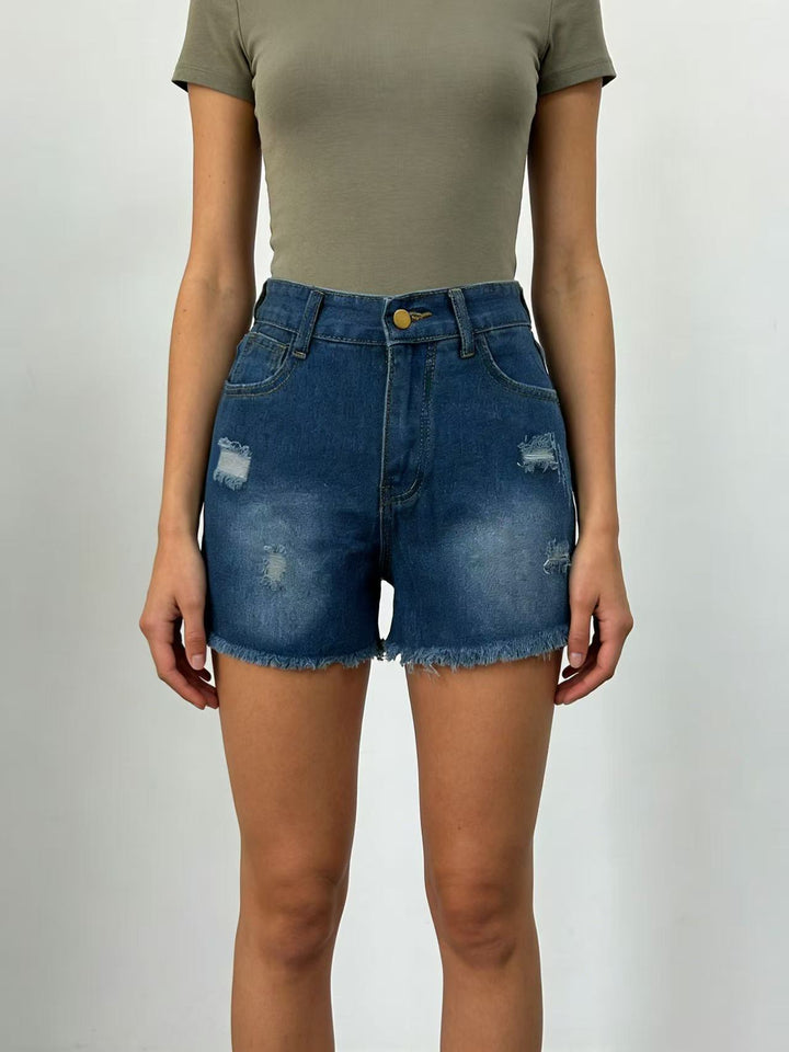 Women's Crop Top and High-Waist Jeans Shorts Lisslune