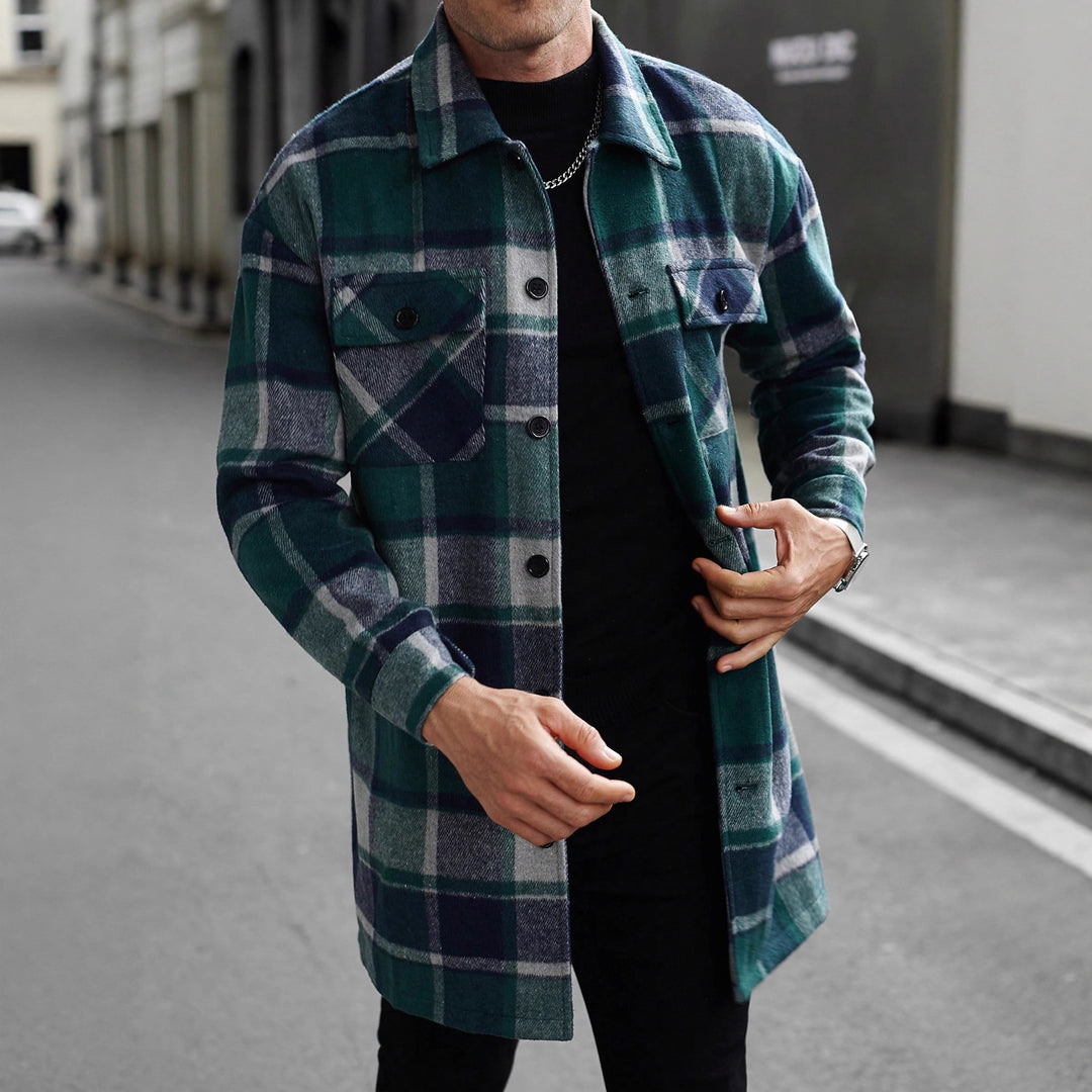 Men's flannel shirt jacket in checked design with practical pockets Lisslune