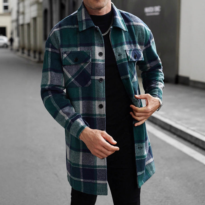 Men's flannel shirt jacket in checked design with practical pockets Lisslune