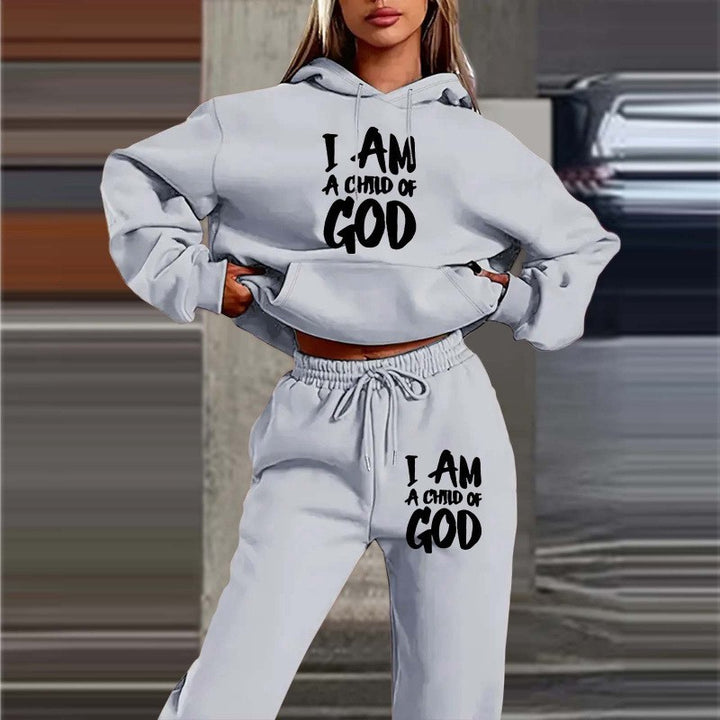 Women's hoodie sweatshirt with urban lettering and comfortable pants Lisslune