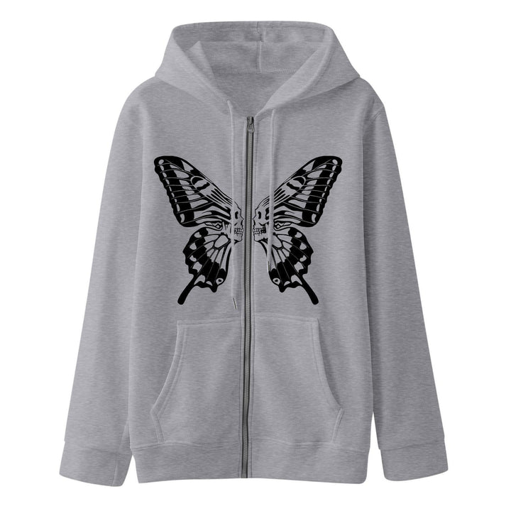 Women's hoodie sweatshirt jacket with unique butterfly print Lisslune