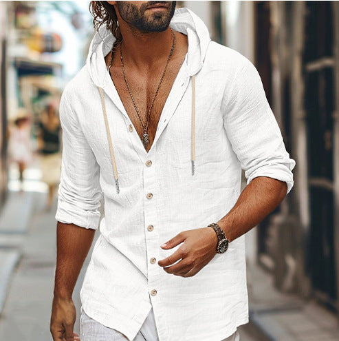 Men's casual hoodie shirt with button closure and side pockets Lisslune