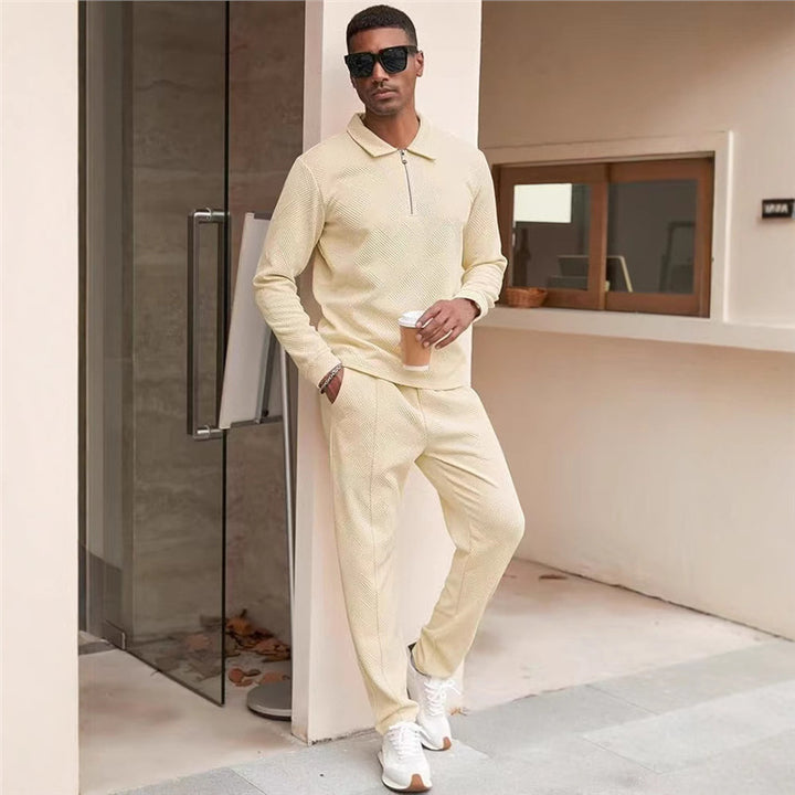 Men's casual leisure sweat set with textured fabric Lisslune