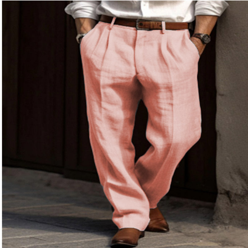 Men's elegant linen trousers with a slim fit and two practical side pockets Lisslune
