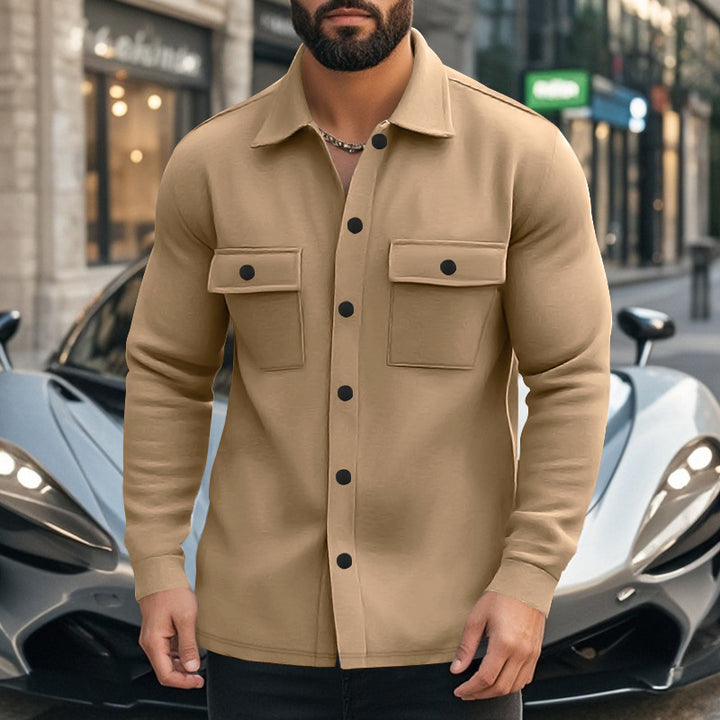 Men's leisure jacket made of high-quality fleece with functional chest pockets and modern design Lisslune