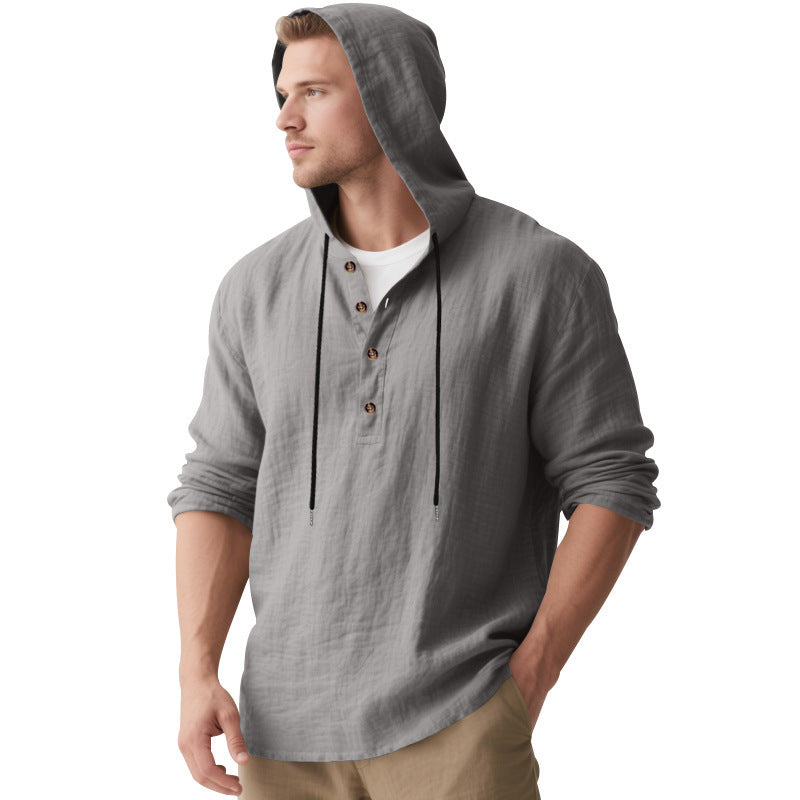 Men's hoodie shirt with button placket and casual fit Lisslune