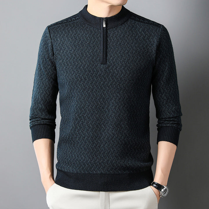 Men's High-Quality Sweater with Fine Zipper and Graphic Pattern Lisslune