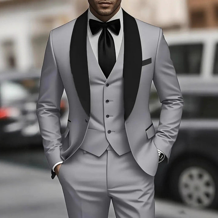 Men's elegant suit with slim fit and luxurious satin lapel Lisslune