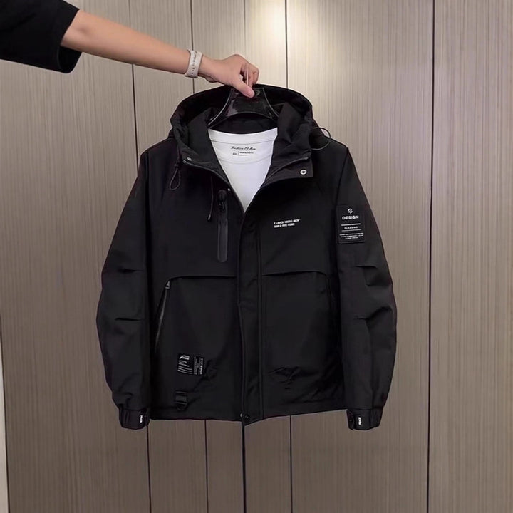 Men's Multifunctional Outdoor Jacket with Insulating Hood and Practical Zipper Lisslune