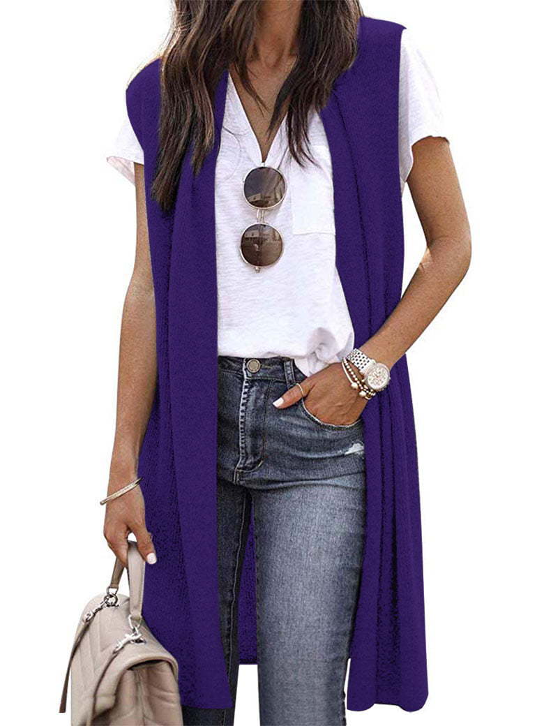 Ladies' Elegant Long Knit Vest in Casual Style