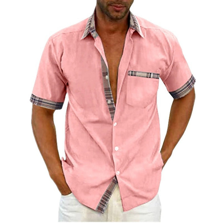 Men's short-sleeve shirt with modern check pattern and chest pocket Lisslune