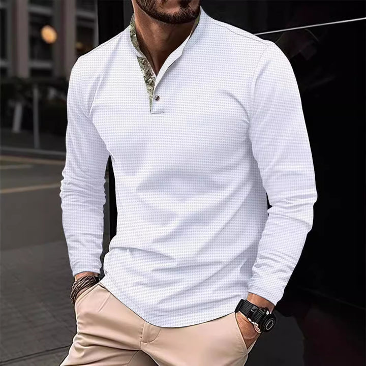 Men's Long Sleeve Shirt with Exclusive Collar Design Lisslune