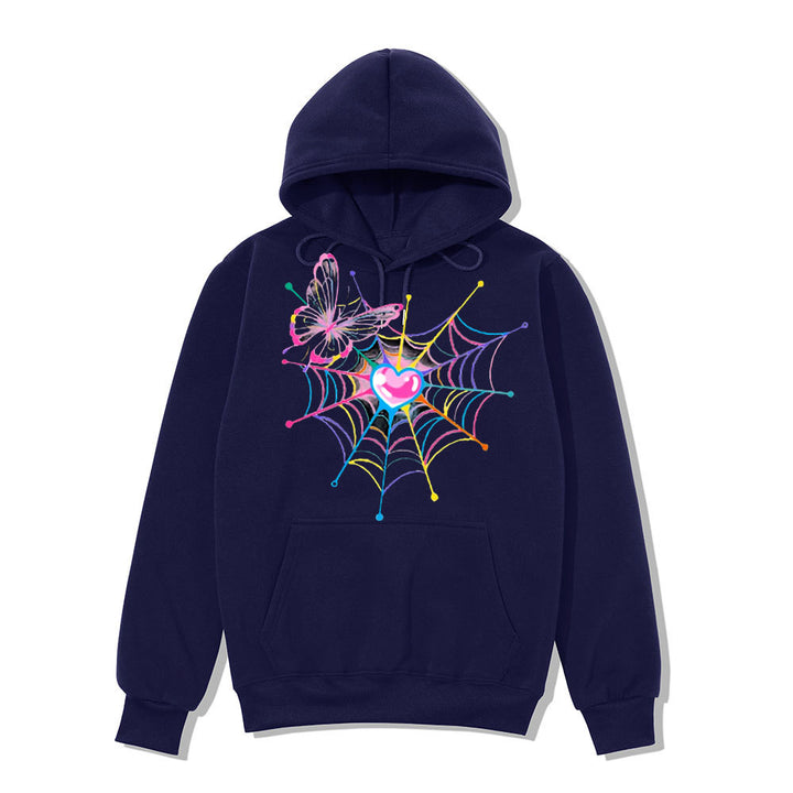 Women's hoodie sweatshirt with creative butterfly and spider web design Lisslune