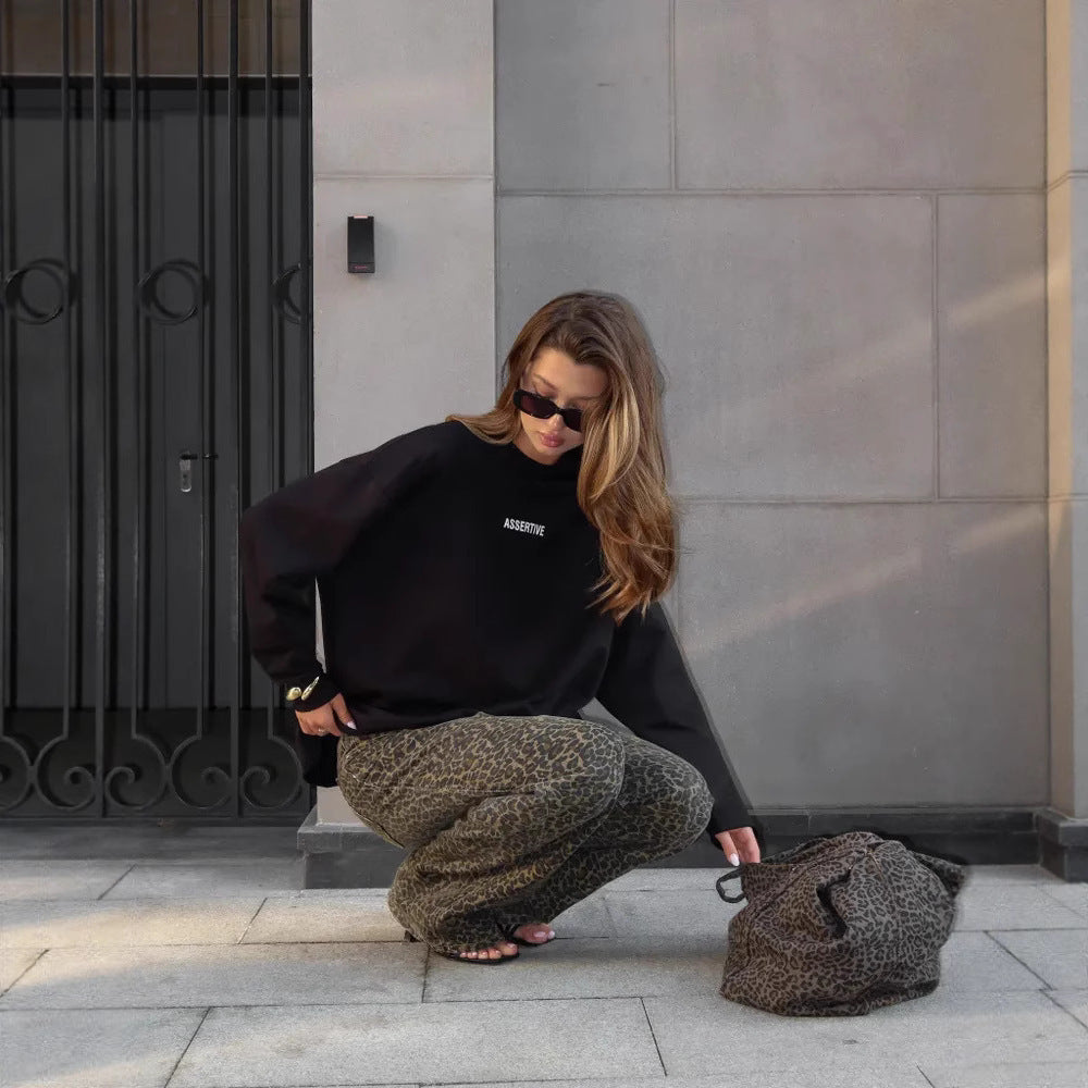 Women Oversized Sweatshirt with Eye-Catching Print Lisslune