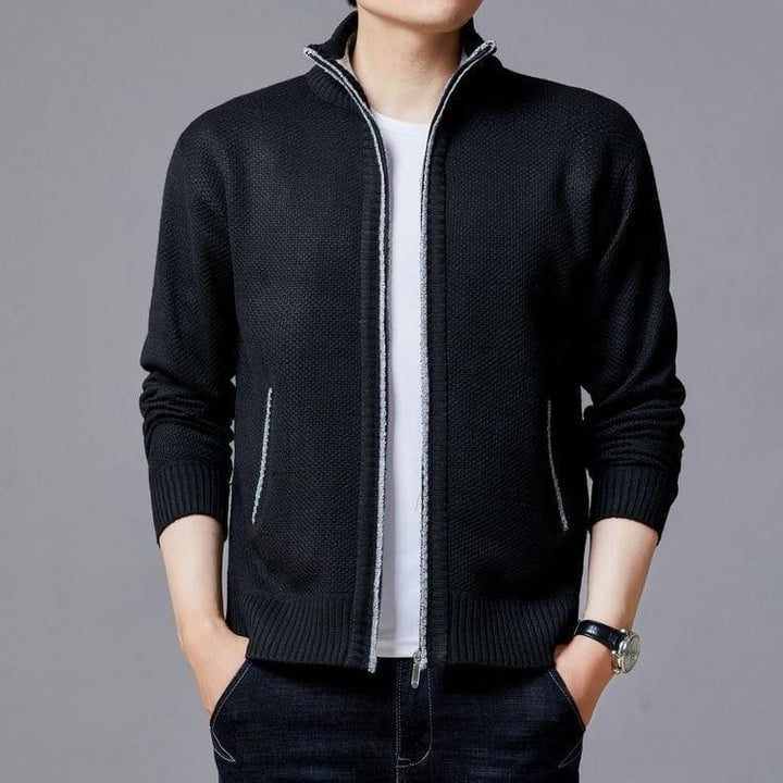 Men's cardigan with modern zipper and high collar Lisslune