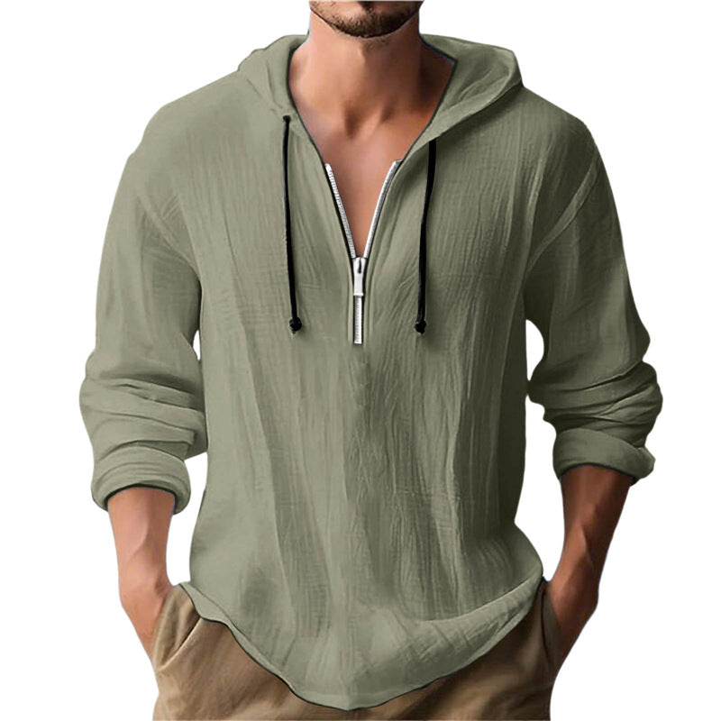 Men's casual hoodie with half-length zipper and breathable fabric Lisslune