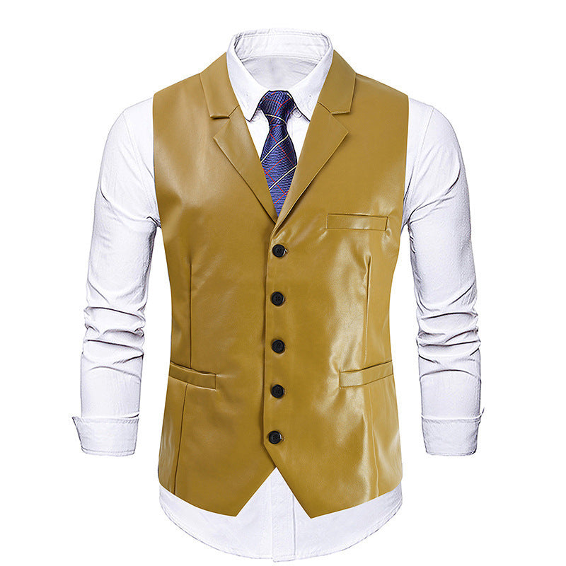 Men's elegant synthetic leather vest Lisslune
