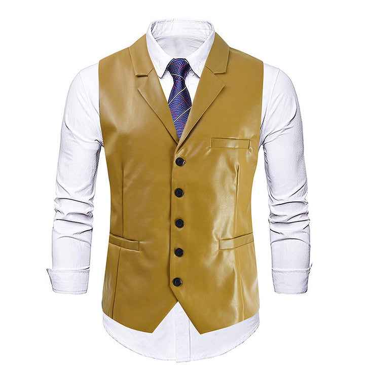 Men's elegant synthetic leather vest Lisslune