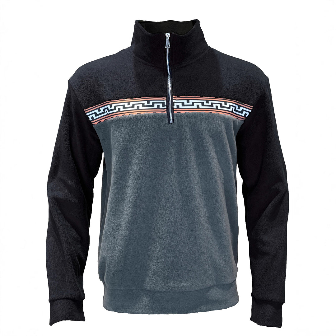 Men's fleece pullover with stylish stand-up collar and contrasting pattern Lisslune