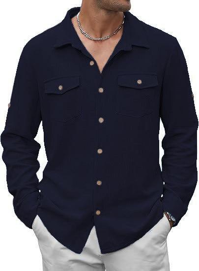 Men's short-sleeve shirt with practical flap pockets and breathable fabric Lisslune