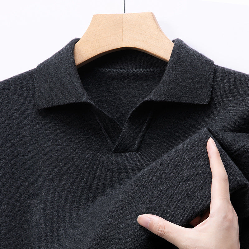 Men's Elegant Sweater with Fine V-Neck and Textured Design Lisslune