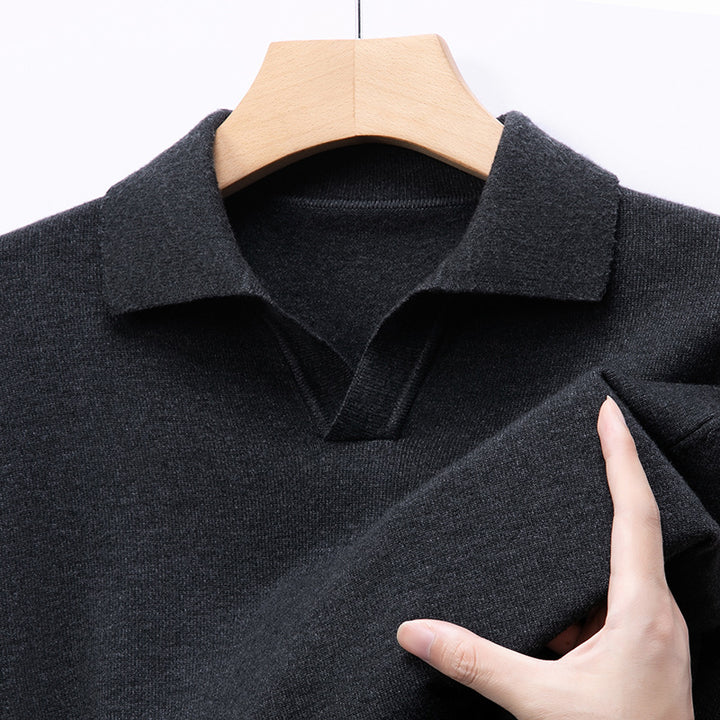 Men's Elegant Sweater with Fine V-Neck and Textured Design Lisslune