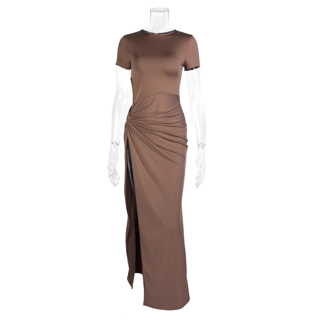 Damen Maxikleid mit seitlichem Schlitz und Knoteinsatz Lisslune