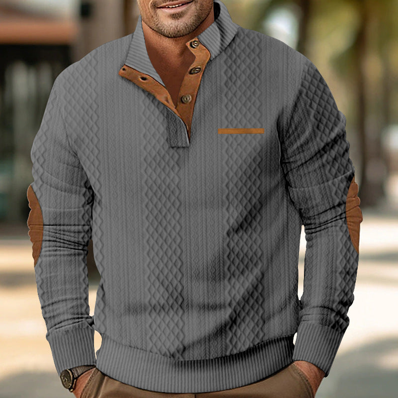 Men's knitted sweater with modern collar and textured surface Lisslune