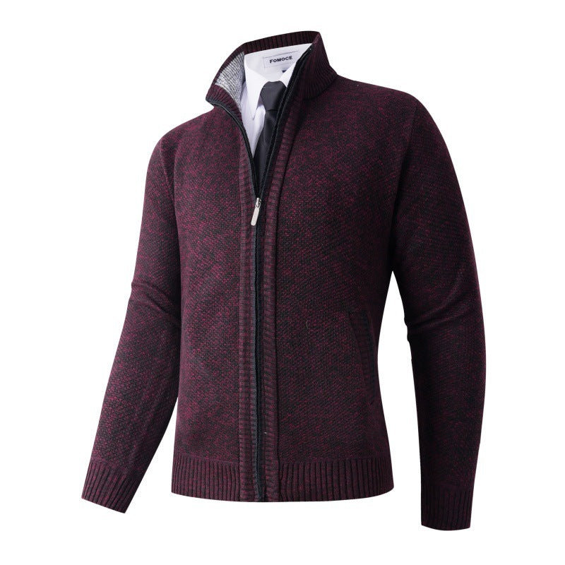 Men's stylish cardigan with high collar and practical pockets Lisslune