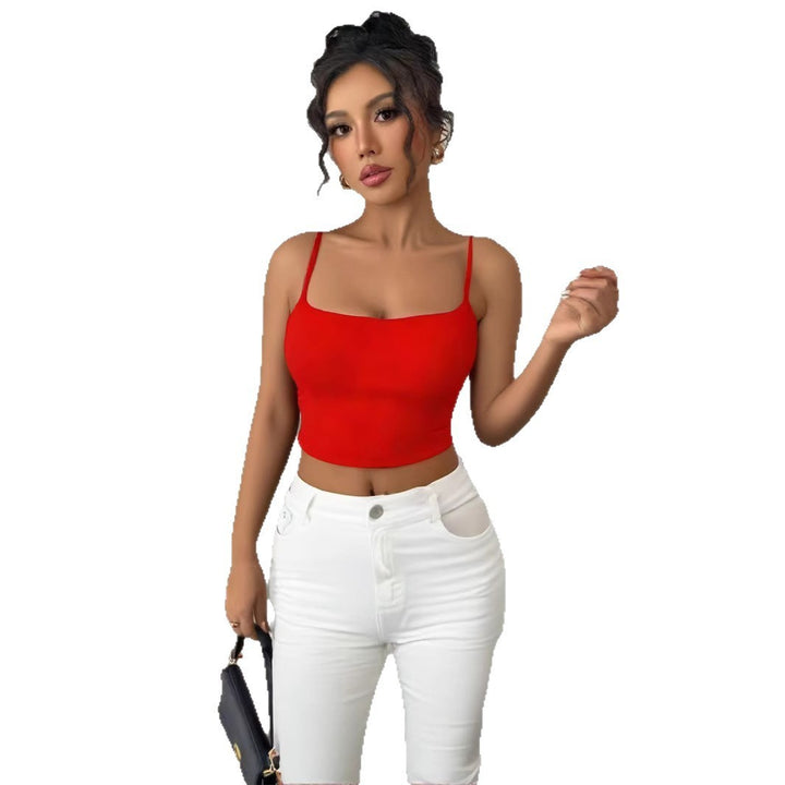 Damen Crop-Top mit verstellbaren Spaghetti-Trägern und figurbetontem Schnitt Lisslune