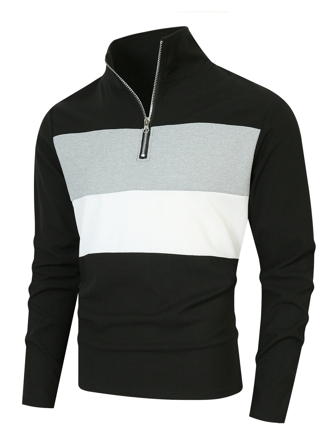 Men's sporty pullover with stand-up collar and deep zipper Lisslune