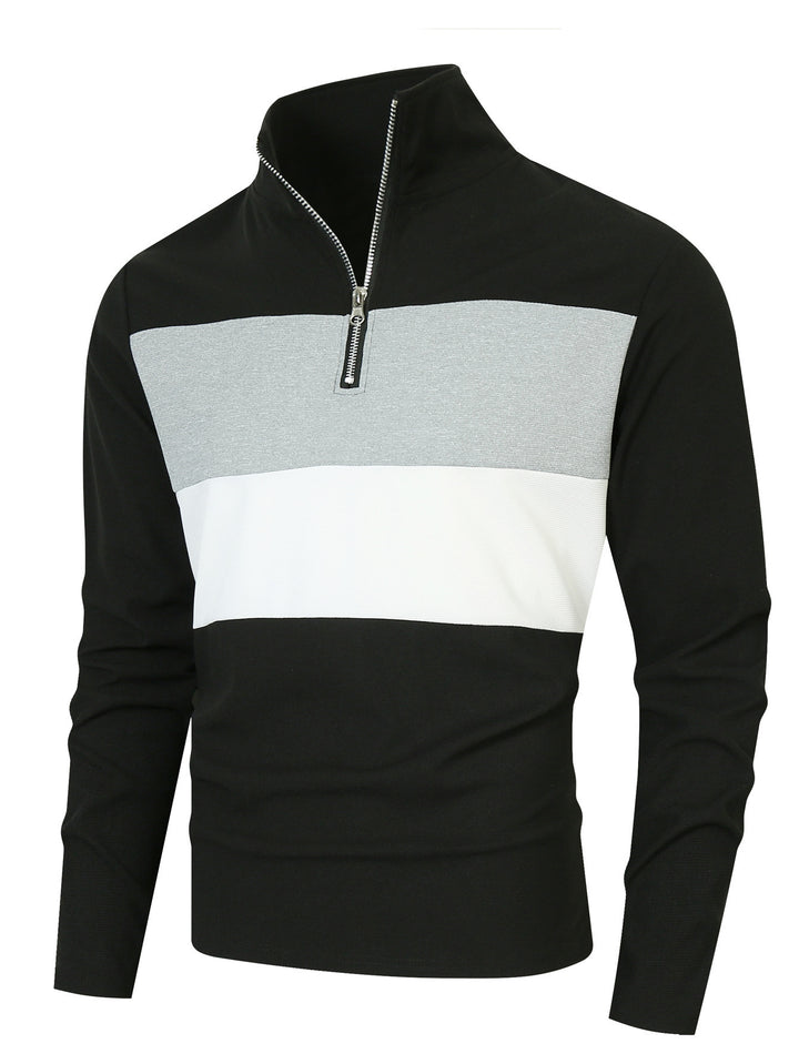 Men's sporty pullover with stand-up collar and deep zipper Lisslune
