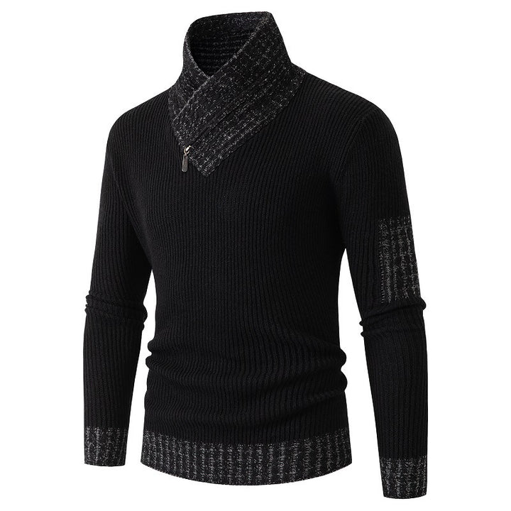Men's sweater with modern asymmetric collar and textured design Lisslune