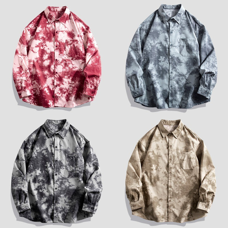 Men's Casual Designer Shirt with Unique Tie-Dye Pattern Lisslune