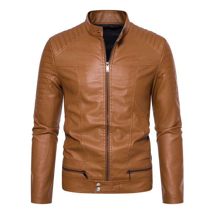 Men's fashionable synthetic leather jacket with stylish details Lisslune