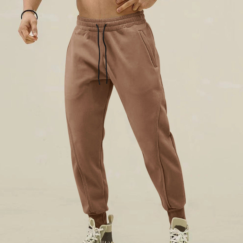 Men's Comfortable Training Pants with Side Zip Pockets and Elastic Waistband Lisslune