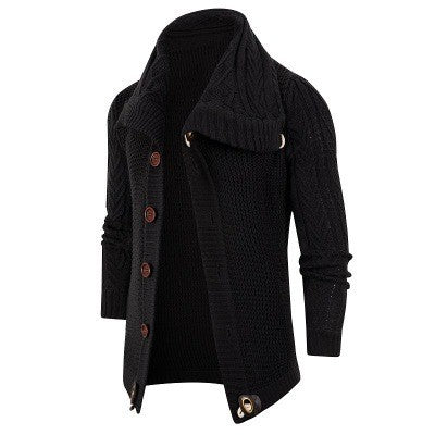 Men's cardigan with shawl collar and wooden buttons Lisslune