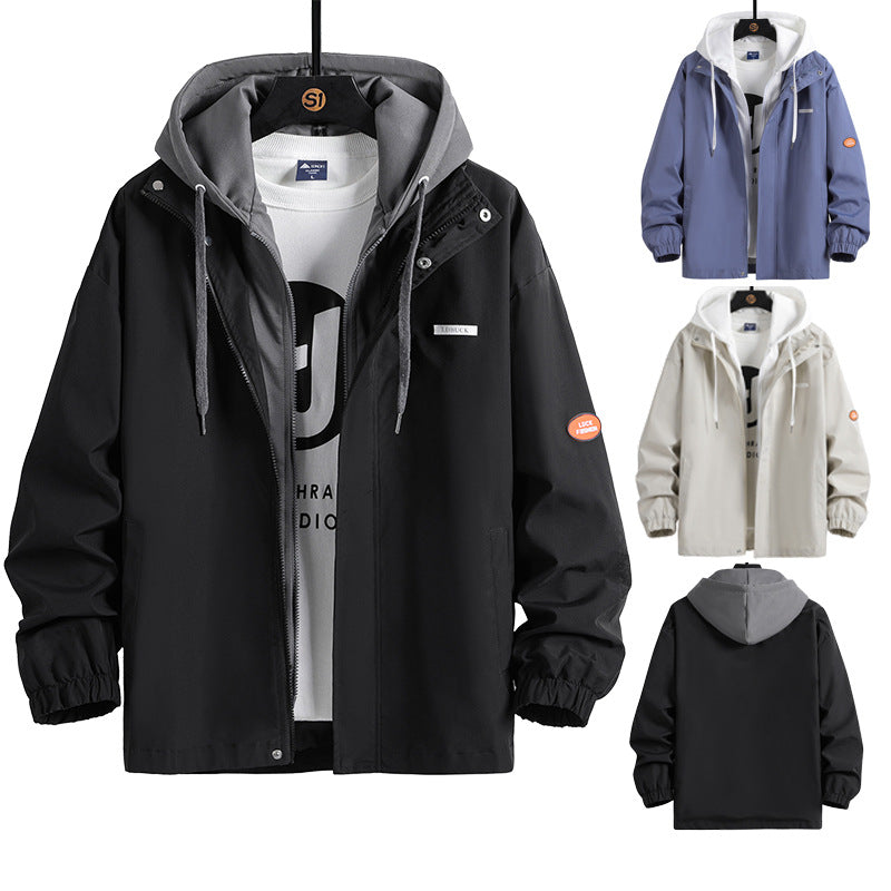 Men's Lightweight Windbreaker with Adjustable Hood Collar Lisslune