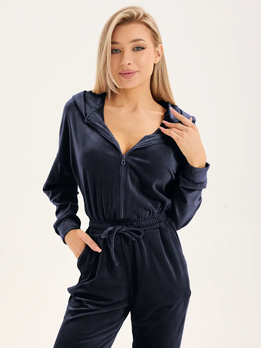 Women's velvety hoodie jumpsuit Lisslune