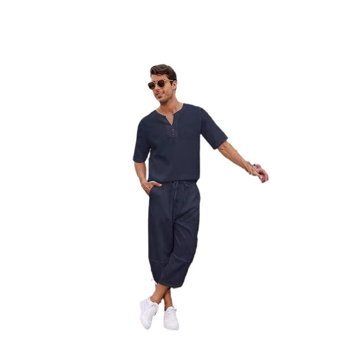 Men's Casual Tracksuit Set with Stylish Button Placket Design Lisslune