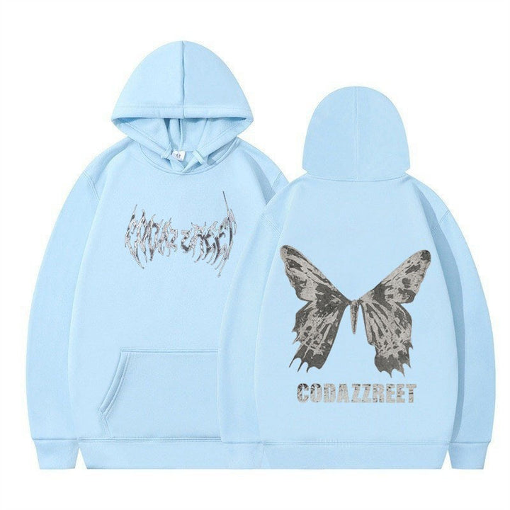 Women's hoodie with eye-catching butterfly design and artistic lettering Lisslune