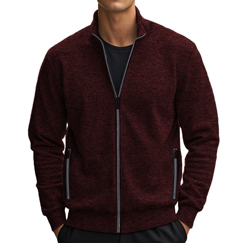 Men's fleece jacket with modern stand-up collar and practical pockets Lisslune