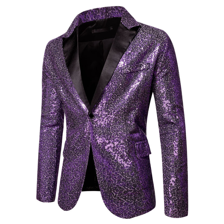 Men's extravagant glitter tuxedo jacket with black satin lapels Lisslune