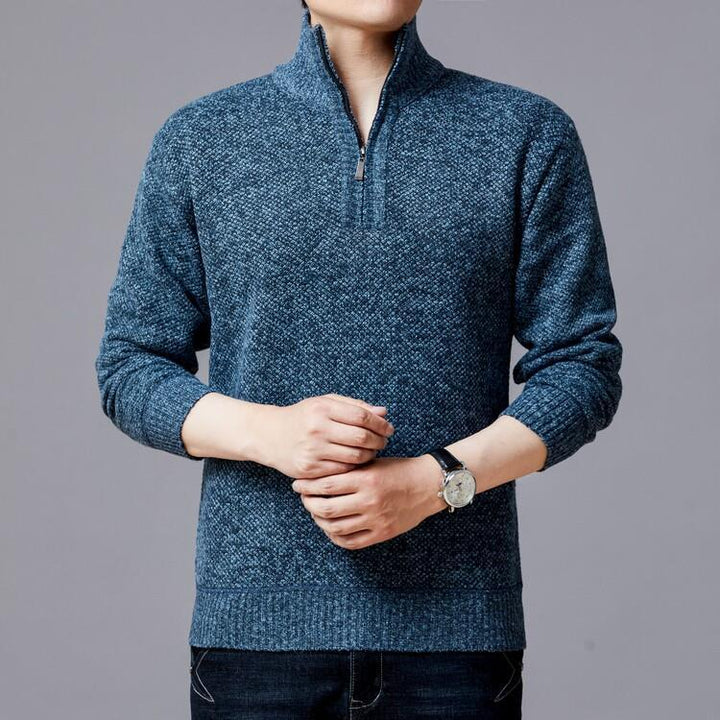 Men's knit sweater with modern stand-up collar and textured surface Lisslune